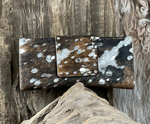 Keep It Gypsy Brown Classic Large Wallet With Crystals SilverBrindle