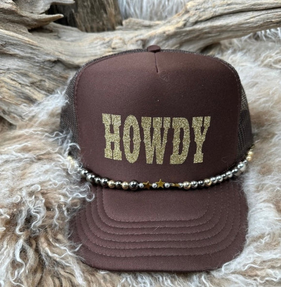 Trucker Hat With Beads 39BWN Howdy