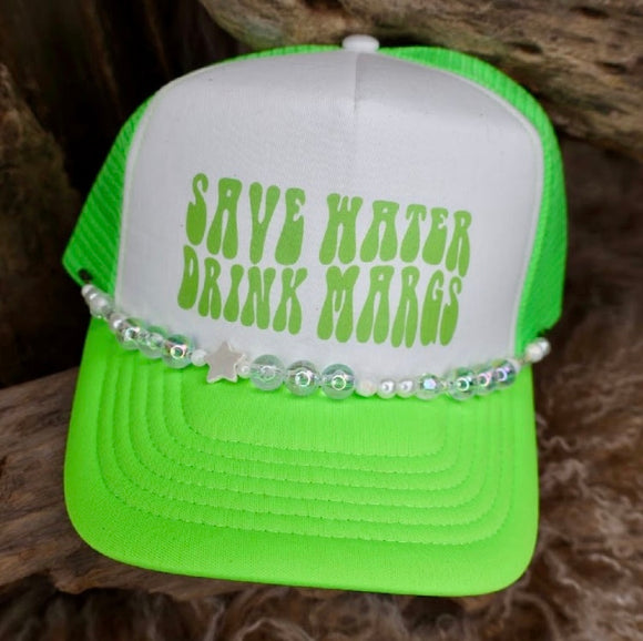 Trucker Cap Save Water Drink Margs Lime