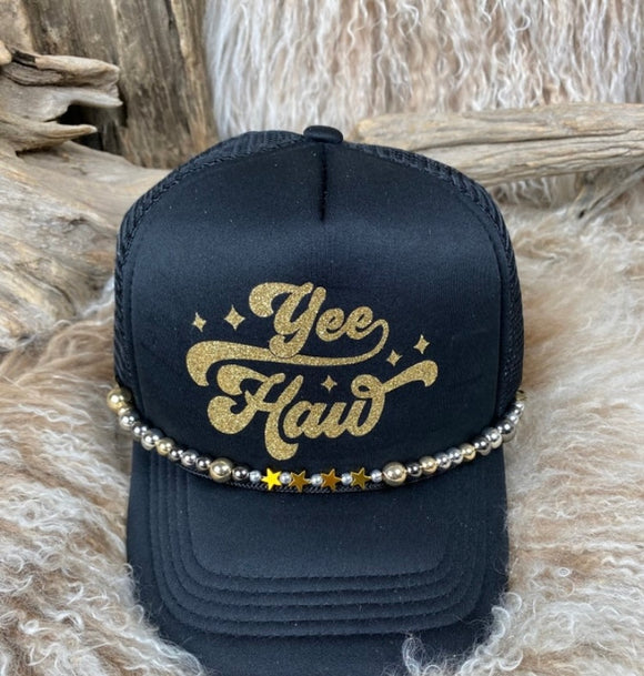 Trucker Hat With Beads 43Blk Yee Haw