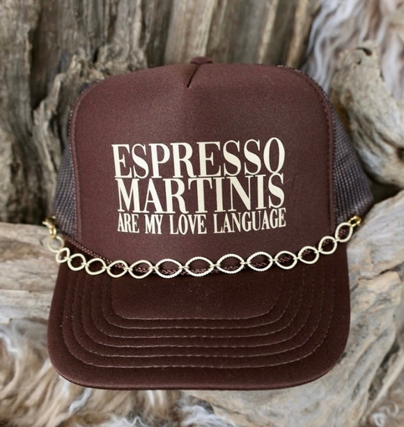 Trucker Cap Expresso Martinis Are My Love Language BrownGold