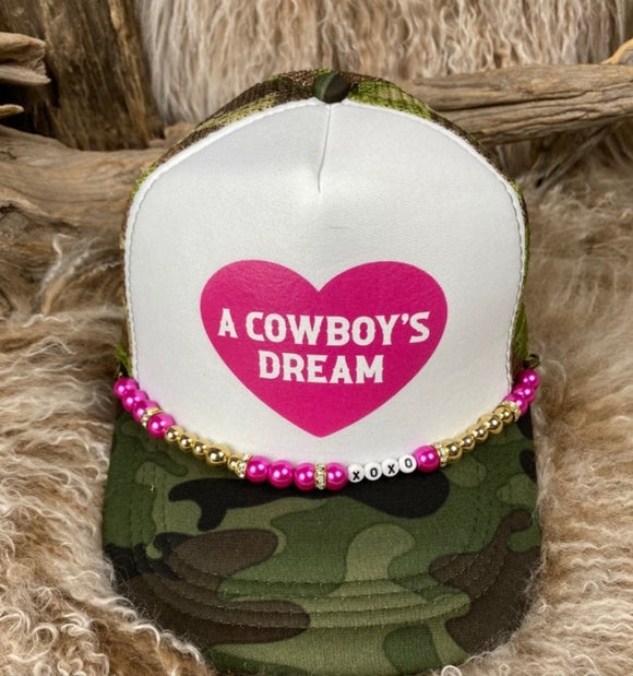 Trucker Hat With Beads 1CamoWht a cowboys dream