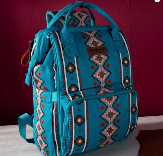 Wrangler Allover Aztec Dual Sided Backpack - Turquoise