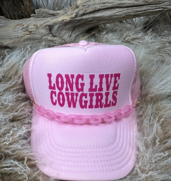 Trucker Hat With Beads 22LghtPink Long Live Cowgirls