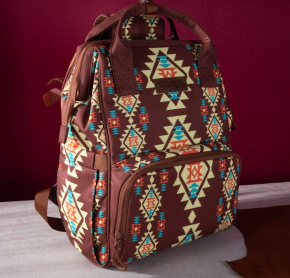 Wrangler Allover Aztec Dual Sided Backpack - Coffee