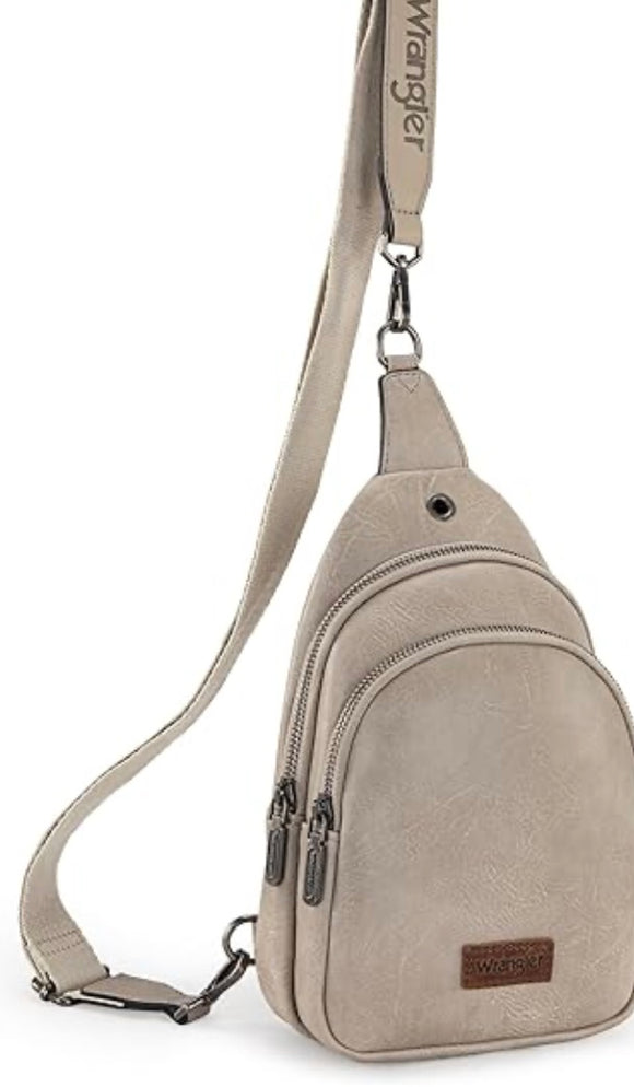 Wrangler Sling Bag/Crossbody/Chest Bag Dual Zippered Compartment -Grey