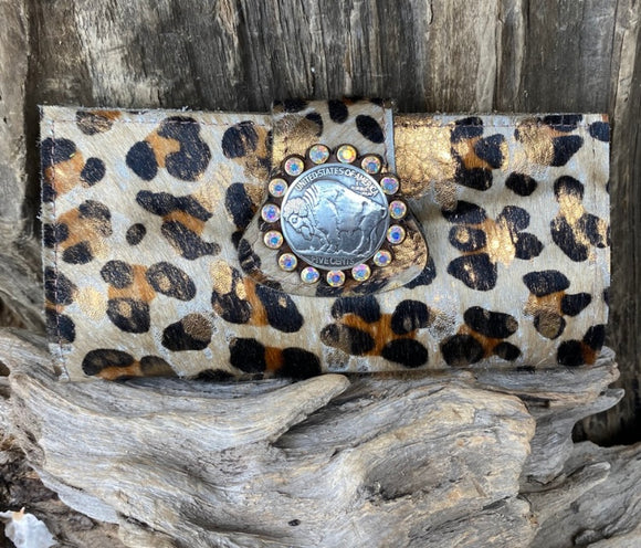 Keep It Gypsy CactusCreek Large Wallet With Concho Leopard
