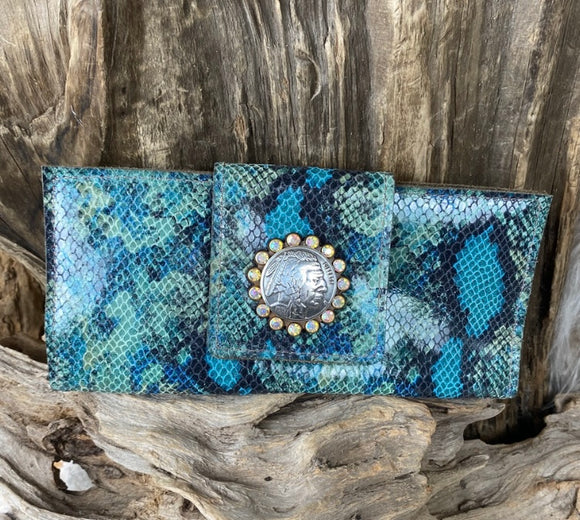 Keep It Gypsy CactusKreek Large Wallet With Concho TurqSnake