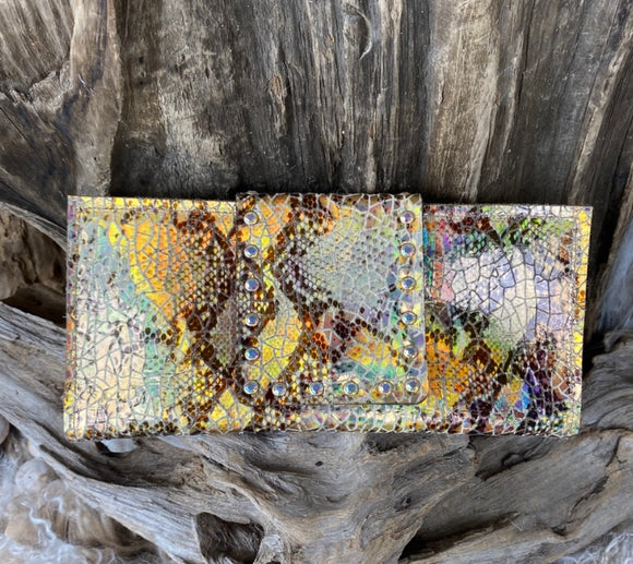 Keep It Gypsy CactusCreek Large Wallet With Crystals Gold Snake