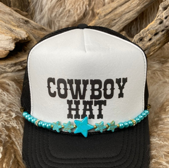 Trucker Hat With Beads 6Blk Cowboy Hat