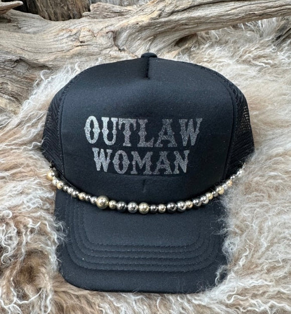 Trucker Hat With Beads 4Blk Outlaw Women
