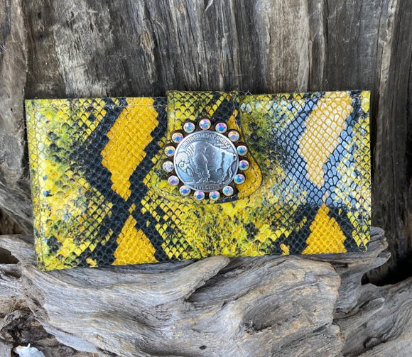 Keep It Gypsy CactusCreek Large Wallet With Concho MustardSnake