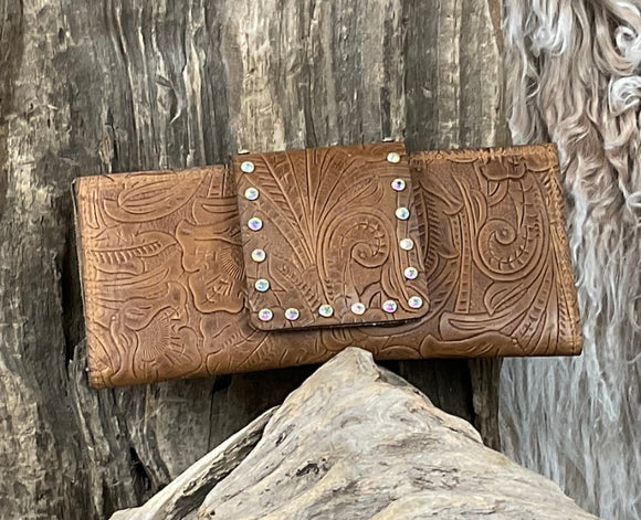 Keep It Gypsy Brown Classic Large Wallet With Crystals BrownPaisley