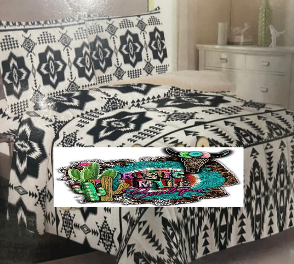 Black And White Aztec Comforter 3 Piece Set