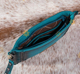Wrangler Rivets Studded Wristlet/ Crossbody - Turquoise
