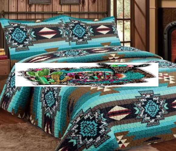 Turquoise Aztec Quilt Set