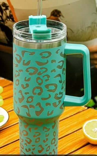 Leopard 40 oz Tumblers With Straw