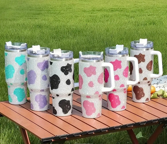 Cow Print Bling Cups
