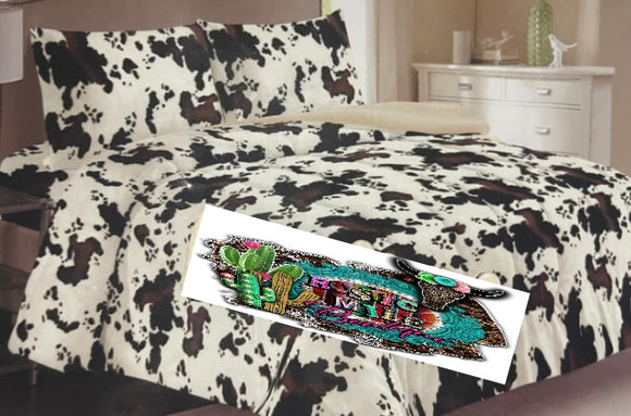 Brown Cow Print 3 Piece Comforter Set