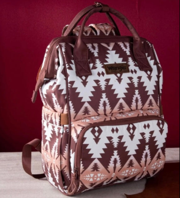 Wrangler Allover Aztec Dual Sided Backpack - Brown