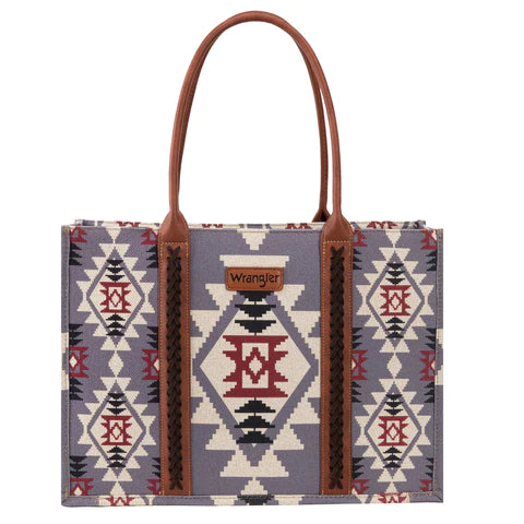 Wrangler Southwestern Pattern Dual Sided Print Canvas Wide Tote Lavender