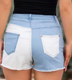 Two Toned Denim Shorts