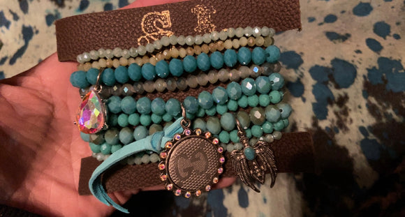 Sandra Ling Upcycled Bracelet Stack Turquoise