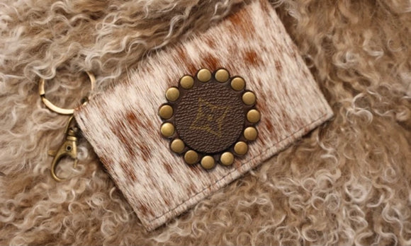 Keep It Gypsy BECCA BROWN SPECKLED COWHIDE Keychain Wallet