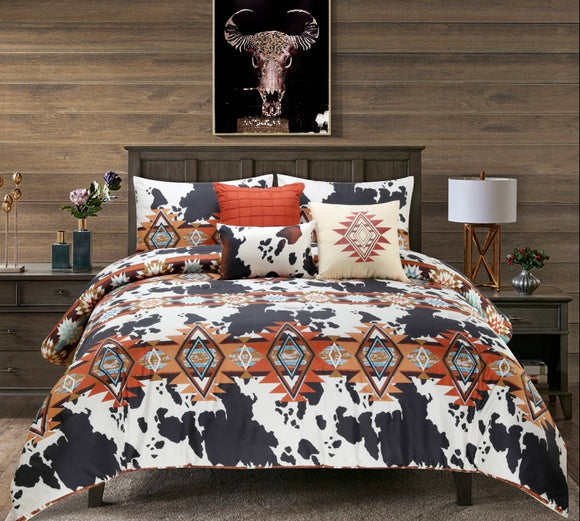 Navajo 6 Piece Cow Comforter Set