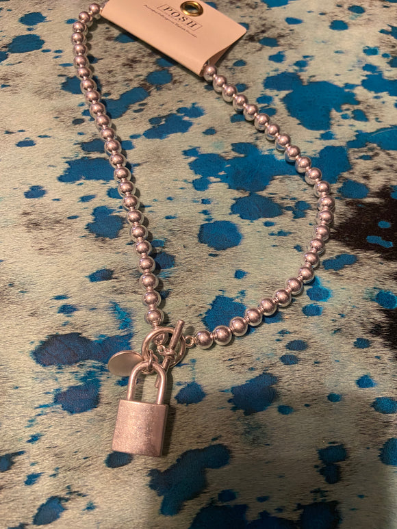 Posh Lock Silver Necklace