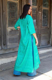 L & B Apparel Ostrich Print Smooth Turquoise Long Duster With Side Slits