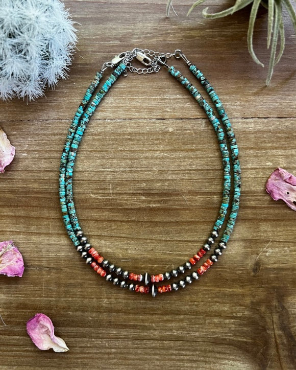 5 mm Navajo chokers turquoise and spiny