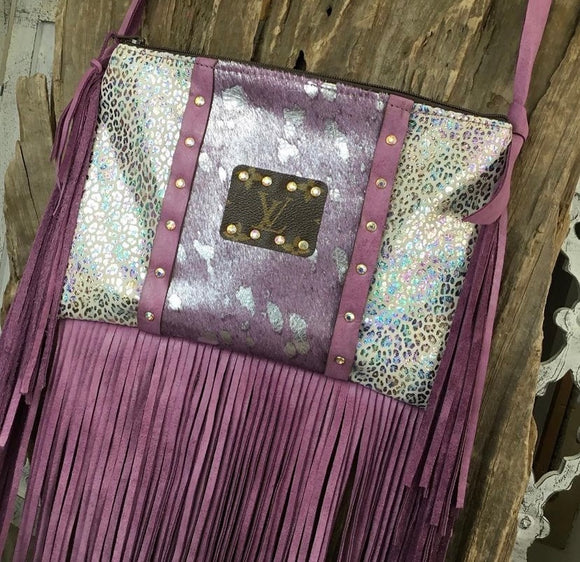 Keep It Gypsy Maxine Leopard Purple Holographic Bag