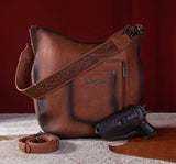 Wrangler Rivets Concealed Carry Oversize Hobo/Crossbody -Brown