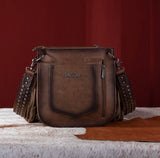 Wrangler Rivets Fringe Concealed Carry Crossbody -Coffee