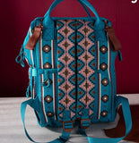 Wrangler Allover Aztec Dual Sided Backpack - Turquoise