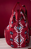 Allover Aztec Dual Sided Backpack - Burgundy