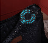 Wrangler Croc Embossed Whipstitch Concealed Carry Hobo - Black