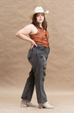Gray Acid Wash Ripped Distressed Ankle Flare Jeans Plus Size