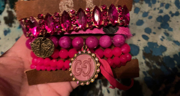 Sandra Ling Upcycled Bracelet Stack Hot Pink – Rustic Mile Boutique